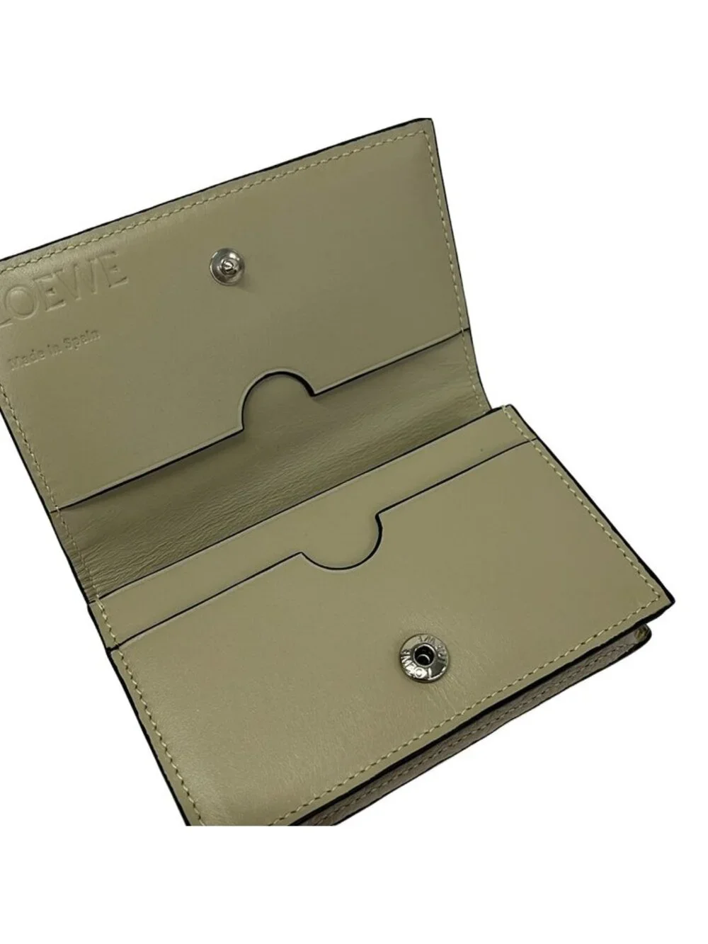 Loewe Business Card Holder Beige Leather
